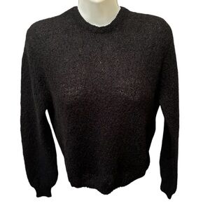 VTG 80’s Aileen Wool Blend Boucle Black Sweater Sz S Round High Neck Fall Winter